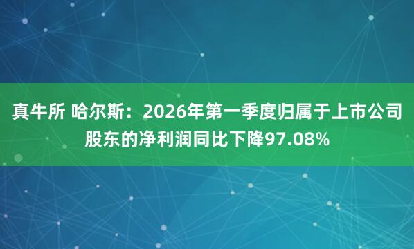 真牛所 哈尔斯：2026年第一季度归属于上市公司股东的净利润同比下降97.08%